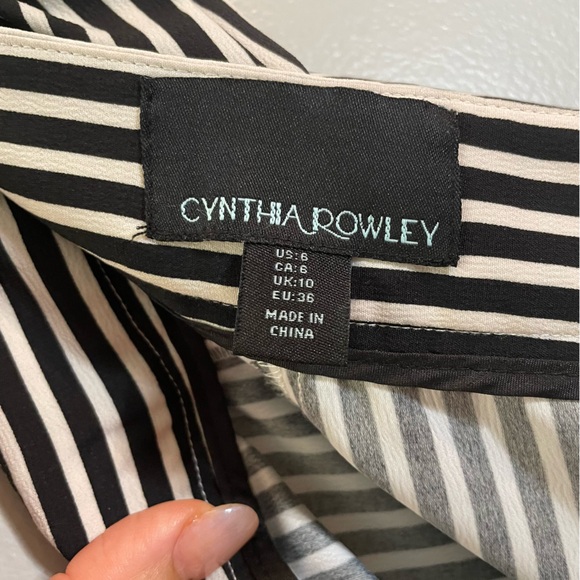 CYNTHIA ROWLEY Cropped Black And White Pallazzo Pants SZ/6 - Picture 3 of 13